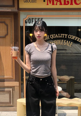 Star Cap Slim Cap Sleeve Short Sleeve T-shirt