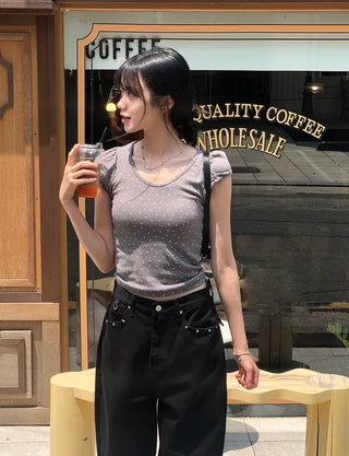 Star Cap Slim Cap Sleeve Short Sleeve T-shirt