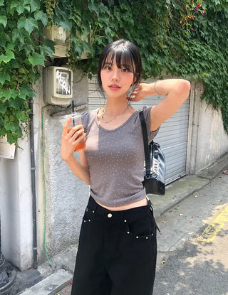 Star Cap Slim Cap Sleeve Short Sleeve T-shirt
