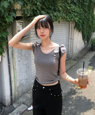 Star Cap Slim Cap Sleeve Short Sleeve T-shirt