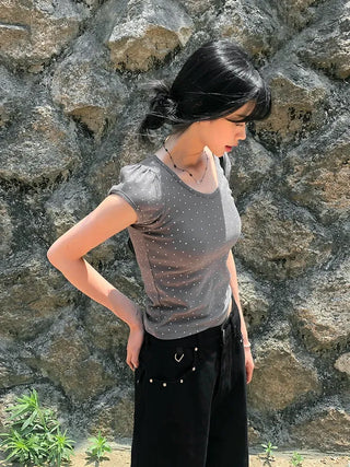 Star Pocket Studded Cotton Balloon Wide Pants
