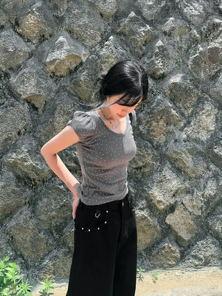 Star Pocket Studded Cotton Balloon Wide Pants