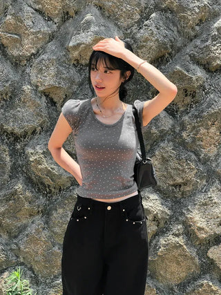 Star Pocket Studded Cotton Balloon Wide Pants