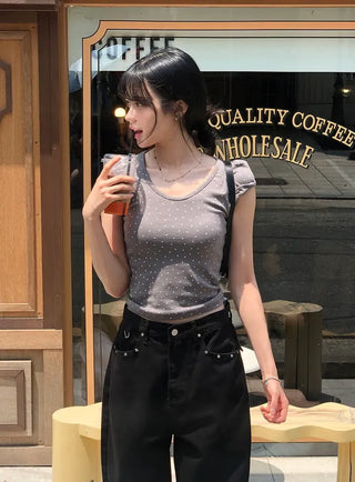 Star Pocket Studded Cotton Balloon Wide Pants