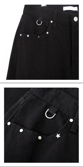 Star Pocket Studded Cotton Balloon Wide Pants