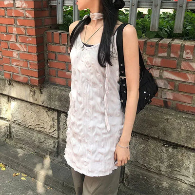 Wrinkle Layered Sleeveless Mini Dress