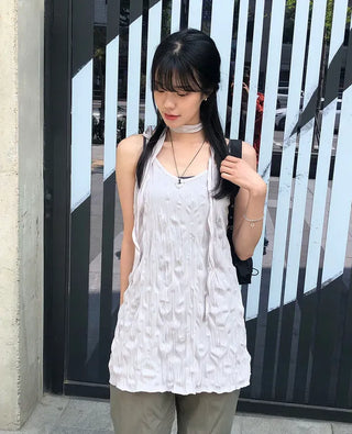 Wrinkle Layered Sleeveless Mini Dress