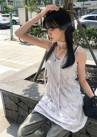 Wrinkle Layered Sleeveless Mini Dress