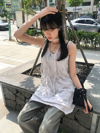 Wrinkle Layered Sleeveless Mini Dress