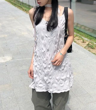 Wrinkle Layered Sleeveless Mini Dress