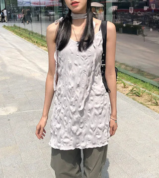 Wrinkle Layered Sleeveless Mini Dress