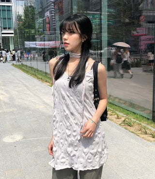 Wrinkle Layered Sleeveless Mini Dress