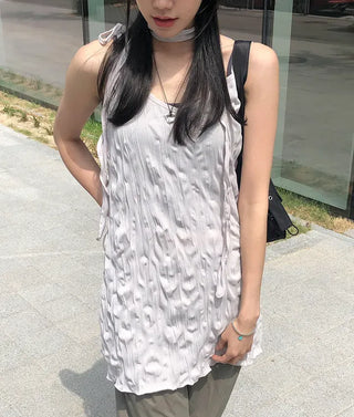 Wrinkle Layered Sleeveless Mini Dress