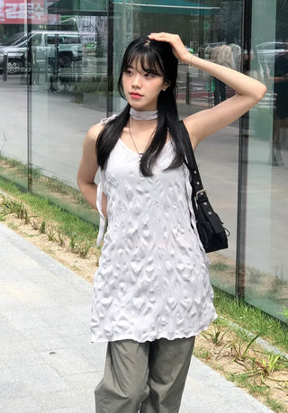 Wrinkle Layered Sleeveless Mini Dress