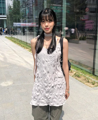 Wrinkle Layered Sleeveless Mini Dress