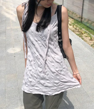 Wrinkle Layered Sleeveless Mini Dress