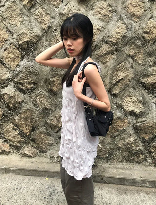 Wrinkle Layered Sleeveless Mini Dress