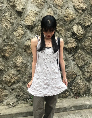 Wrinkle Layered Sleeveless Mini Dress