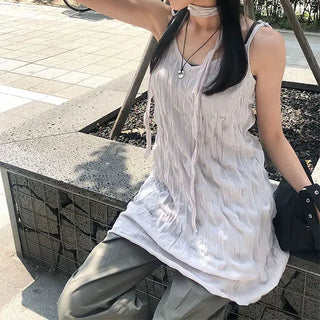 Wrinkle Layered Sleeveless Mini Dress