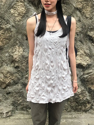 Wrinkle Layered Sleeveless Mini Dress