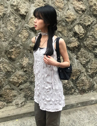 Wrinkle Layered Sleeveless Mini Dress