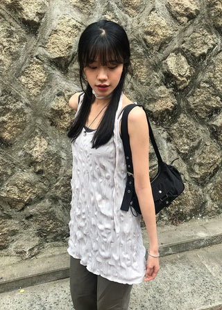 Wrinkle Layered Sleeveless Mini Dress