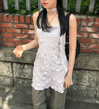 Wrinkle Layered Sleeveless Mini Dress