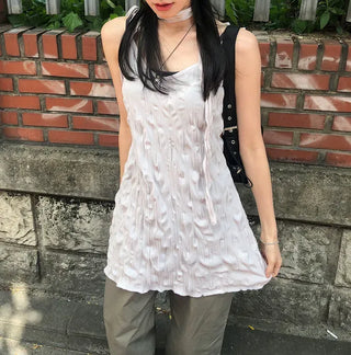 Wrinkle Layered Sleeveless Mini Dress