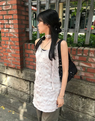 Wrinkle Layered Sleeveless Mini Dress