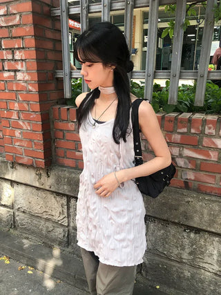 Wrinkle Layered Sleeveless Mini Dress