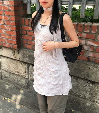 Wrinkle Layered Sleeveless Mini Dress