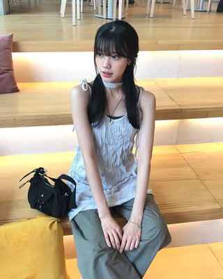 Wrinkle Layered Sleeveless Mini Dress