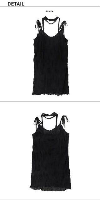 Wrinkle Layered Sleeveless Mini Dress