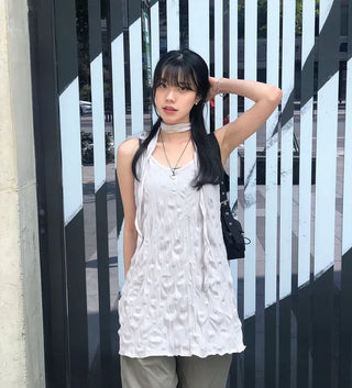 Wrinkle Layered Sleeveless Mini Dress