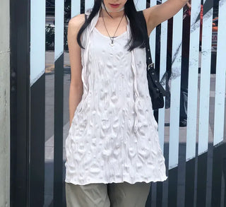 Wrinkle Layered Sleeveless Mini Dress