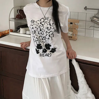 Flower Print Boxy Short Sleeve T-shirt