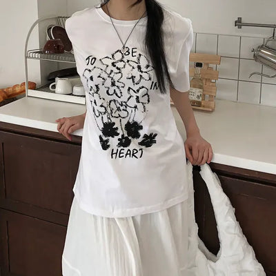 Flower Print Boxy Short Sleeve T-shirt