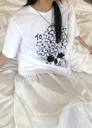 Flower Print Boxy Short Sleeve T-shirt