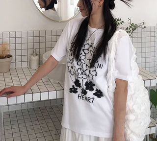Flower Print Boxy Short Sleeve T-shirt