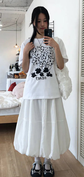 Flower Print Boxy Short Sleeve T-shirt