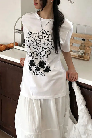Flower Print Boxy Short Sleeve T-shirt