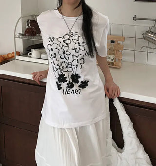 Flower Print Boxy Short Sleeve T-shirt
