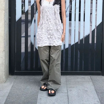 Carpenter Rivet Pocket Cotton Wide Pants