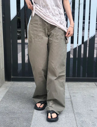 Carpenter Rivet Pocket Cotton Wide Pants