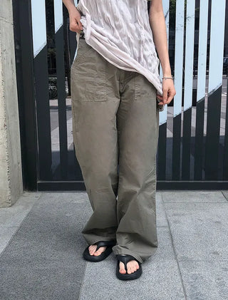 Carpenter Rivet Pocket Cotton Wide Pants