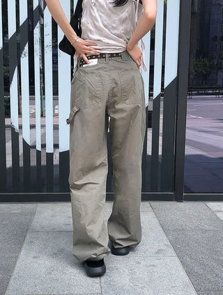 Carpenter Rivet Pocket Cotton Wide Pants