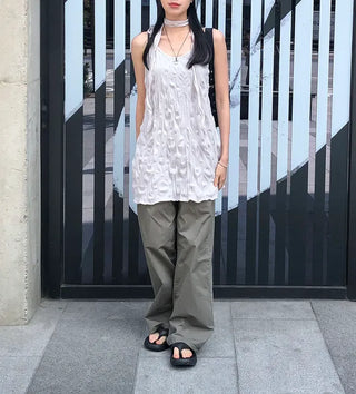 Carpenter Rivet Pocket Cotton Wide Pants