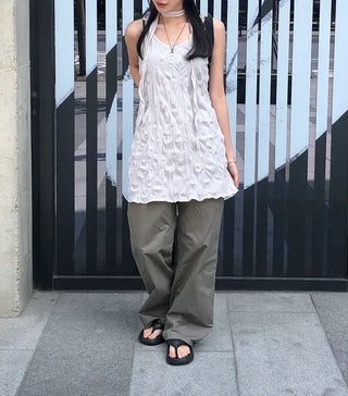 Carpenter Rivet Pocket Cotton Wide Pants
