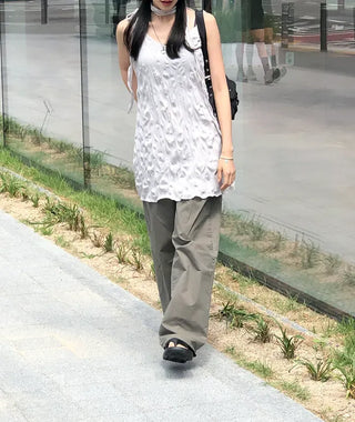 Carpenter Rivet Pocket Cotton Wide Pants