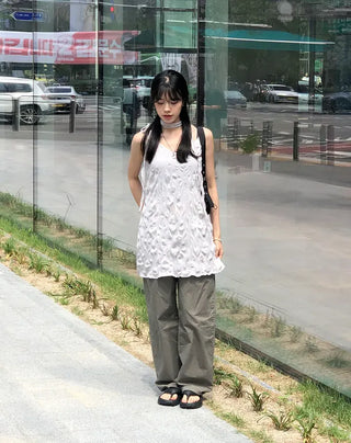 Carpenter Rivet Pocket Cotton Wide Pants